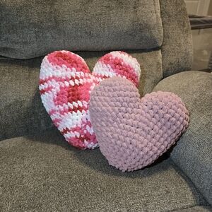 Handmade Valentines Heart Plush Pillow Set
